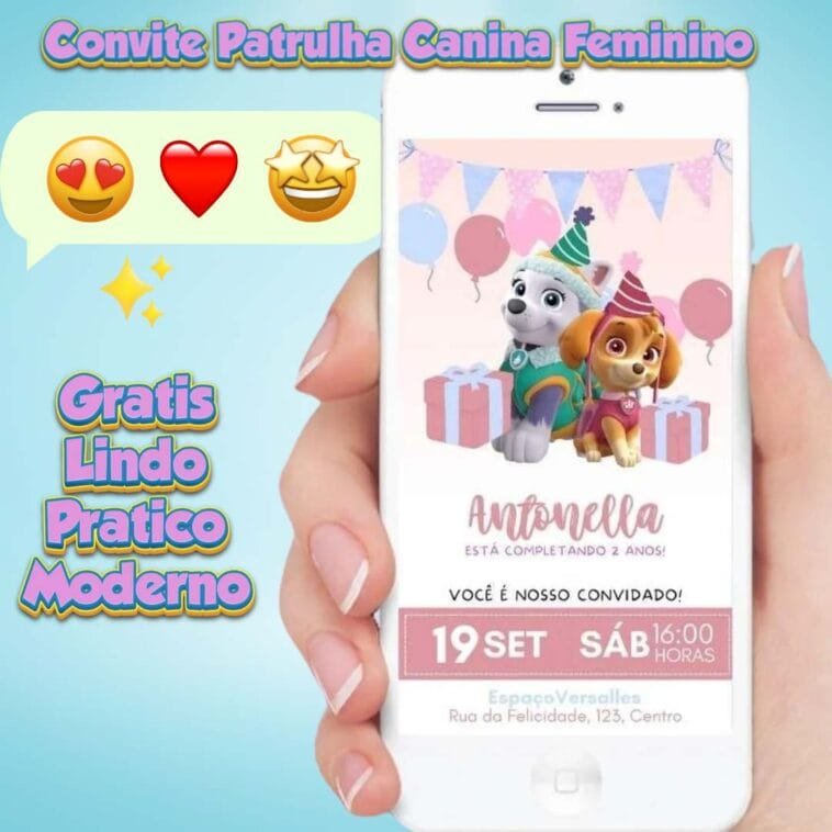 Convite Patrulha Canina Menina para Editar Grátis 4 Convite Patrulha Canina Menina Gratis