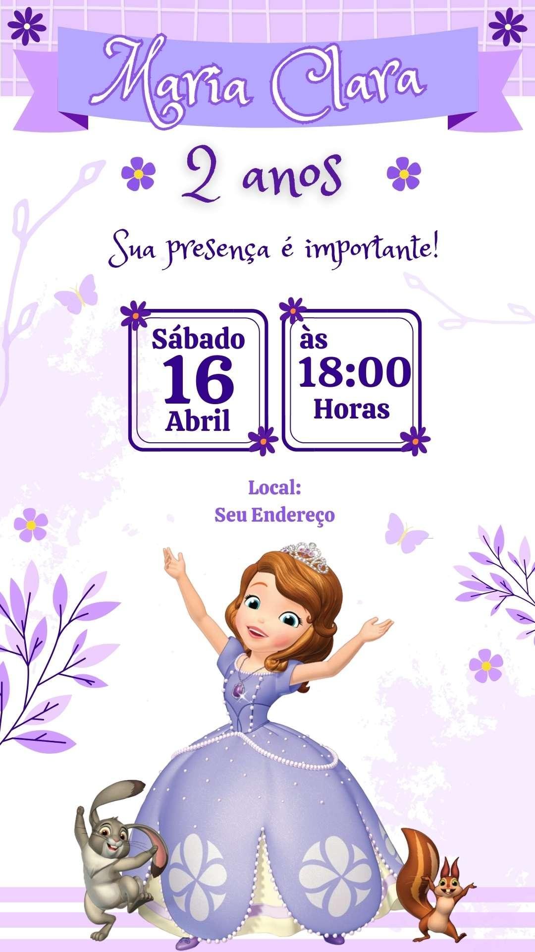 aniversario princesa sofia convite gratis