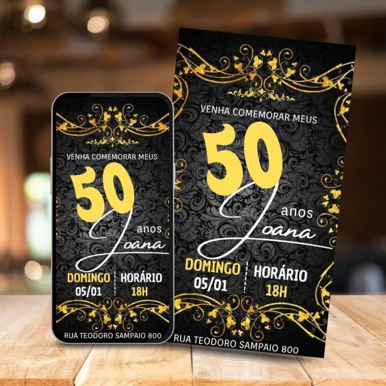 convite de aniversário de 50 anos grátis