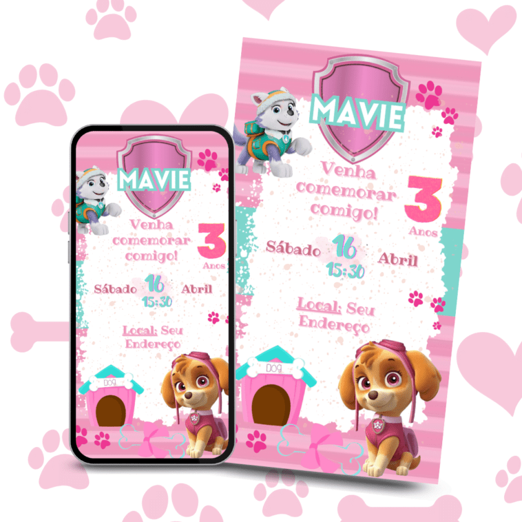 Convite Digital Patrulha Canina Feminino Versao 3 para Download 4 convite da patrulha canina