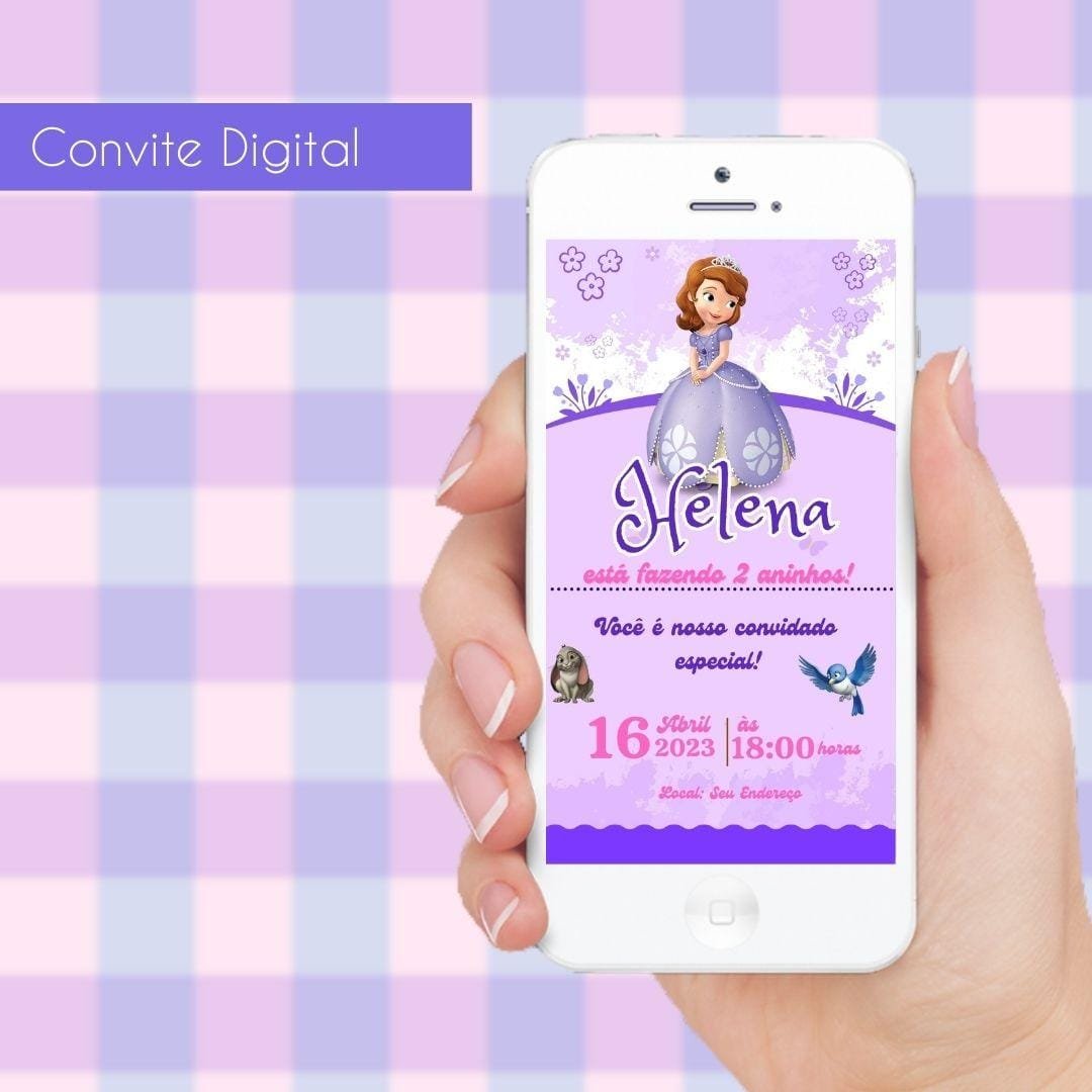 Convite Princesa Sofia Editável Grátis: