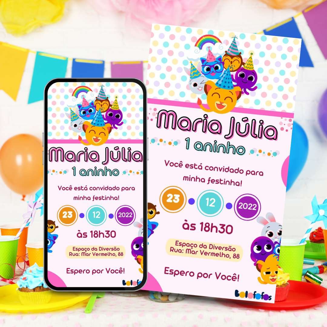 convite de aniversário bolofofos 