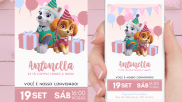 convite de aniversário da patrulha canina