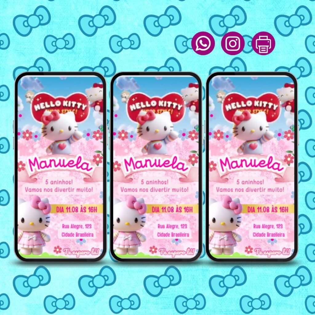 convite de aniversário hello kitty