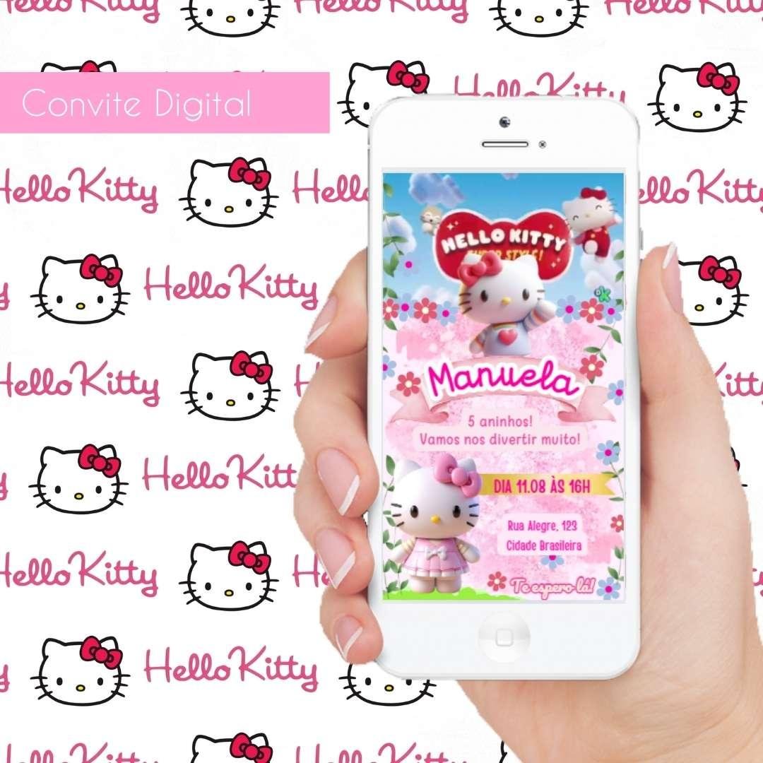 Convite Digital Hello Kitty Gratis para Download 5 convite de aniversário hello kitty
