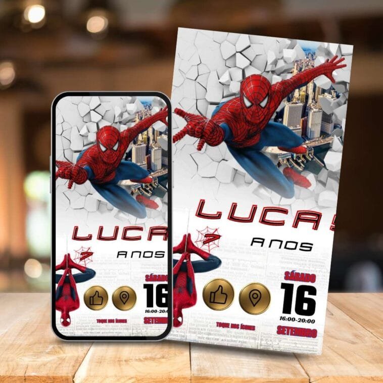 Convite Homem-Aranha Grátis com botões Interativos 4 convite do homem aranha