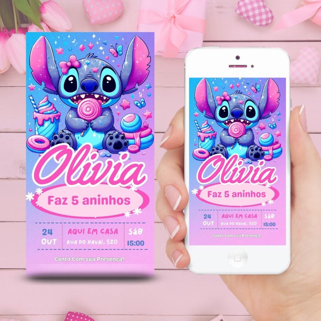 convite stitch para editar