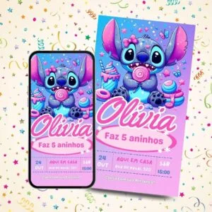 convite stitch para editar grátis