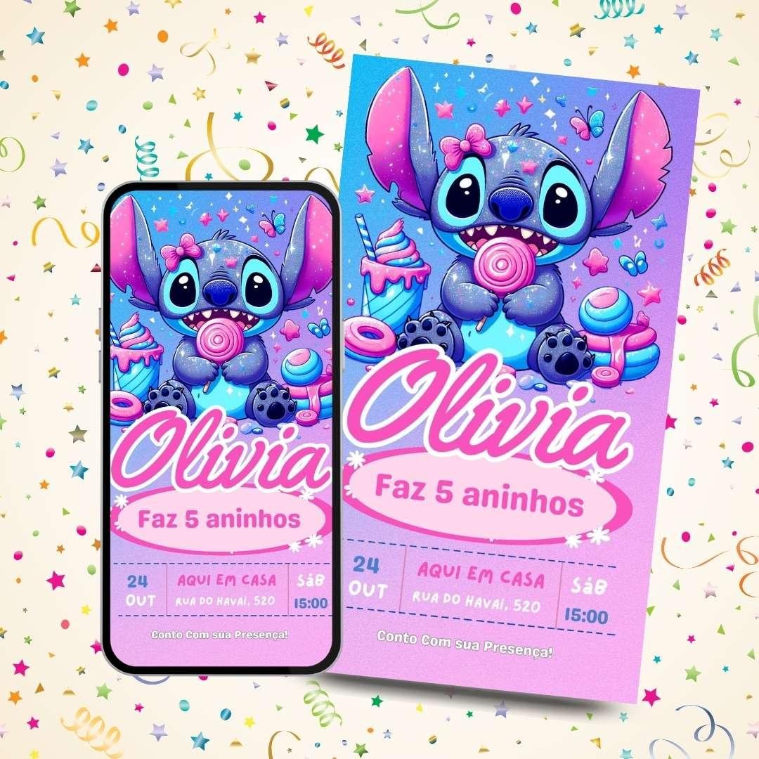 convite stitch para editar grátis