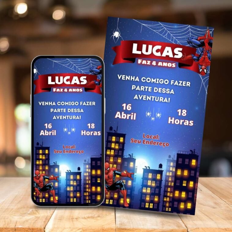 Convite Digital do Homem-Aranha animado e Grátis 4 homem aranha convite