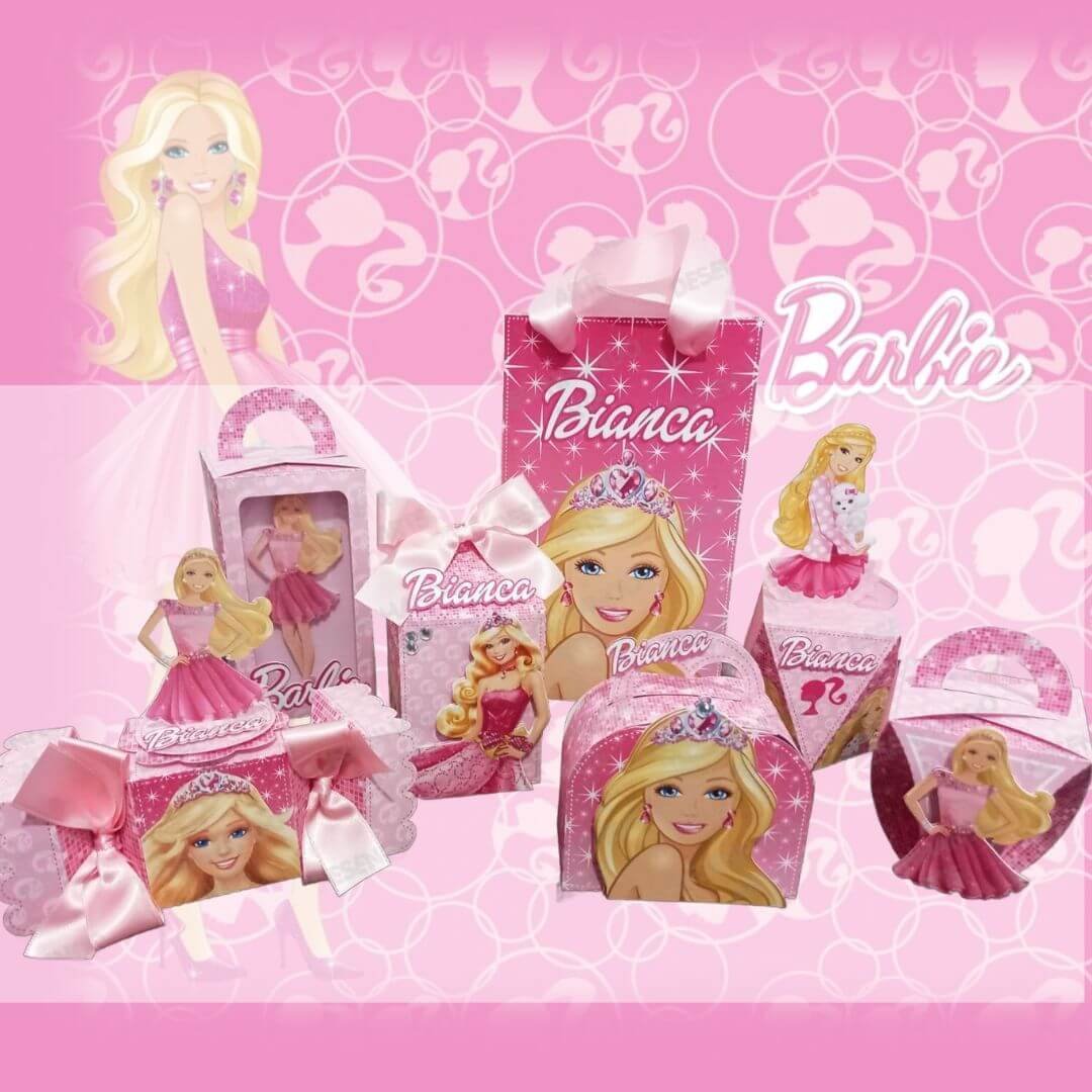 Kit de Festa Barbie 12 Itens Personalizados para Festas