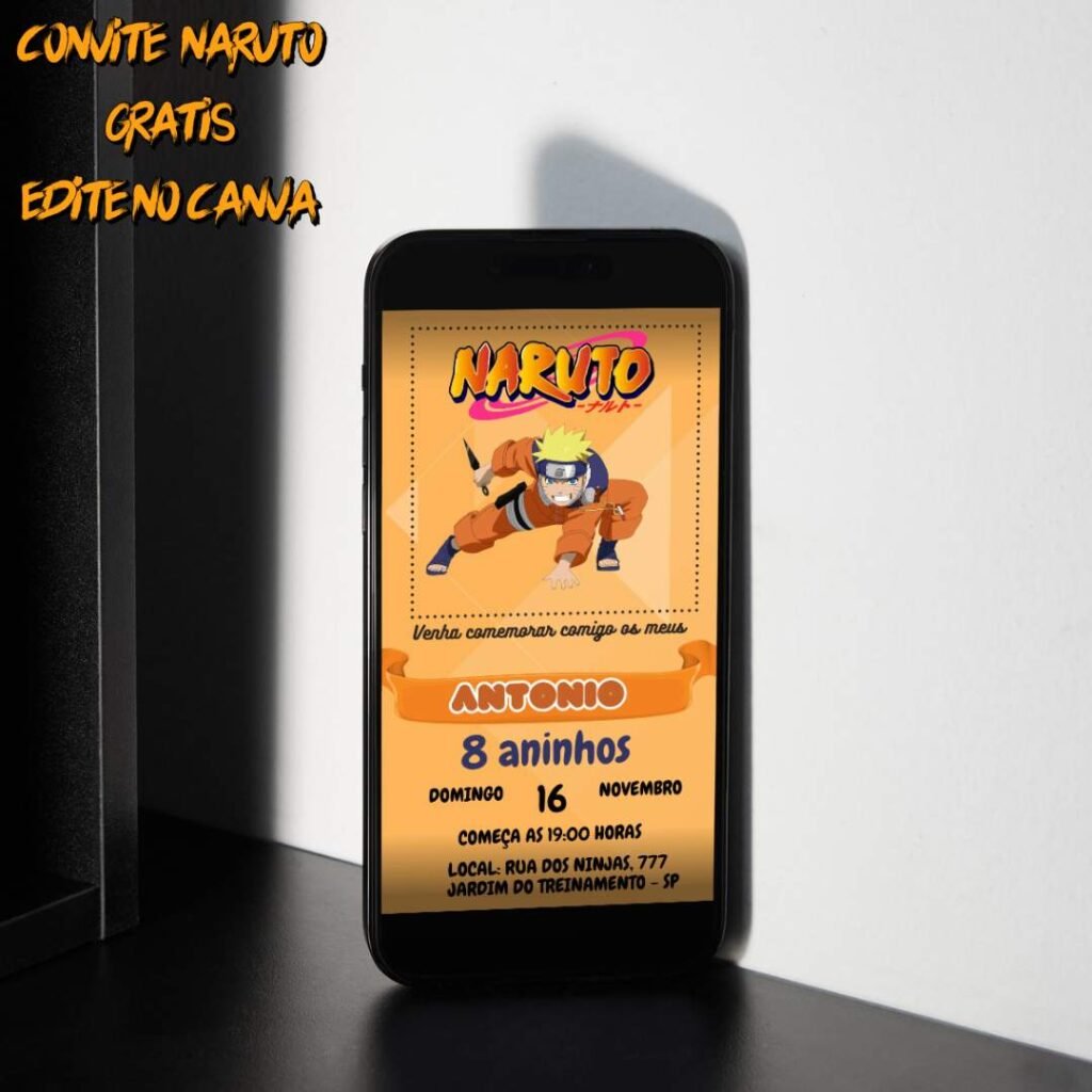 Convite Digital do Naruto Grátis para Download 1 Baixe Convite Digital do Naruto Gratis