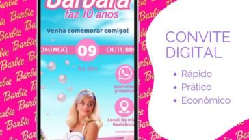 Convite de Aniversário Digital da Barbie