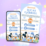 Convite de Chá de Bebê Menino Mickey Baby 30 chá de bebe menino