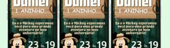 convite aniversário mickey safari