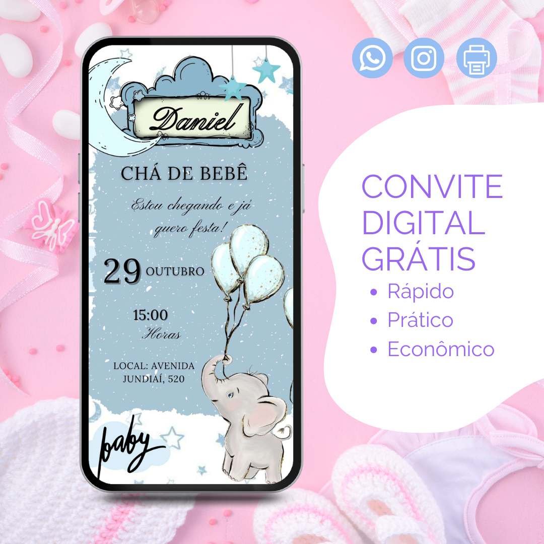 convite cha de bebe