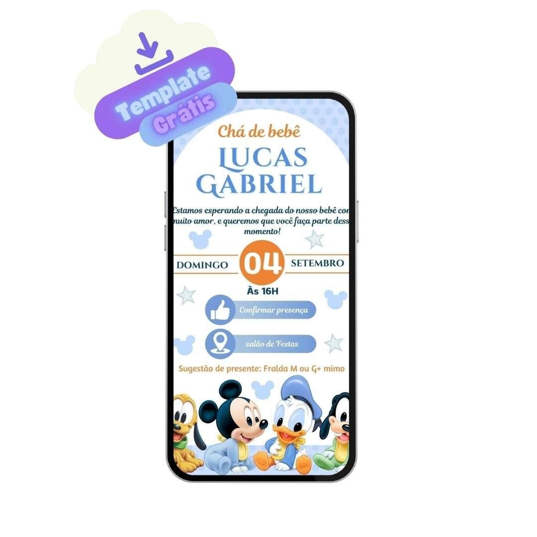 convite chá de bebe menino mickey baby