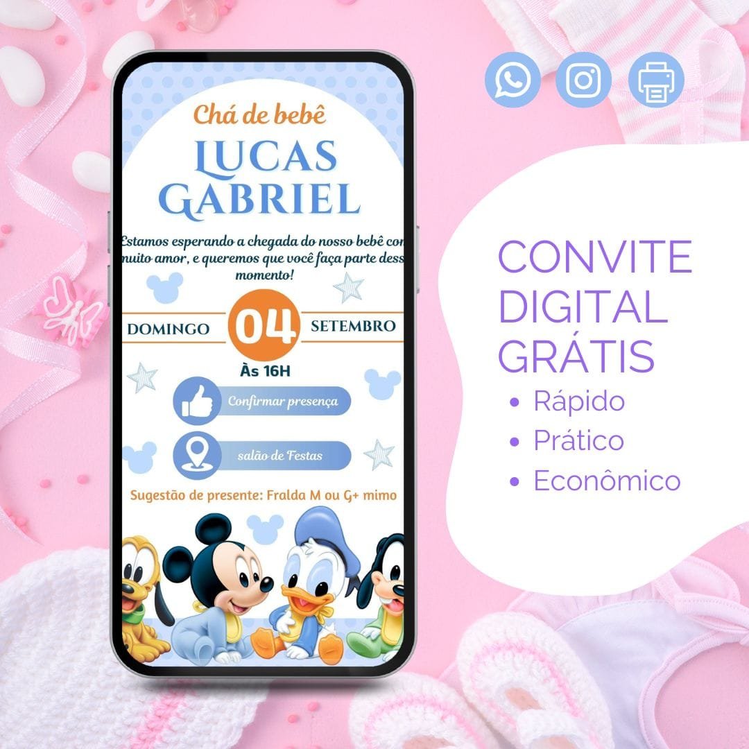 convite de chá de bebê looney tunes gratis edite online