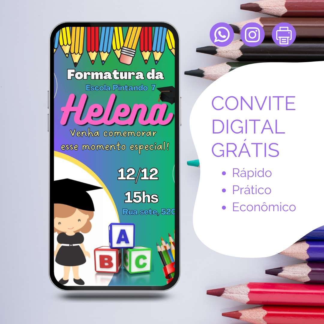convite de formatura infantil  editável 