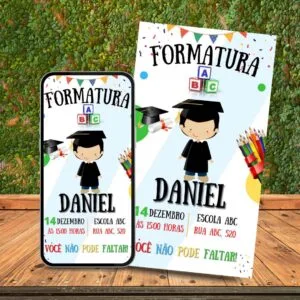 convite de formatura infantil editável grátis