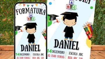 convite de formatura infantil editável grátis