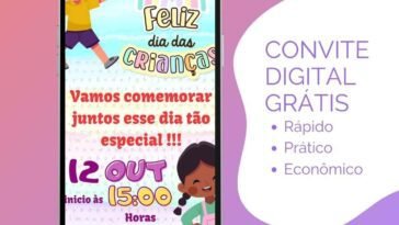 convite digital Dia das Crianças Editável