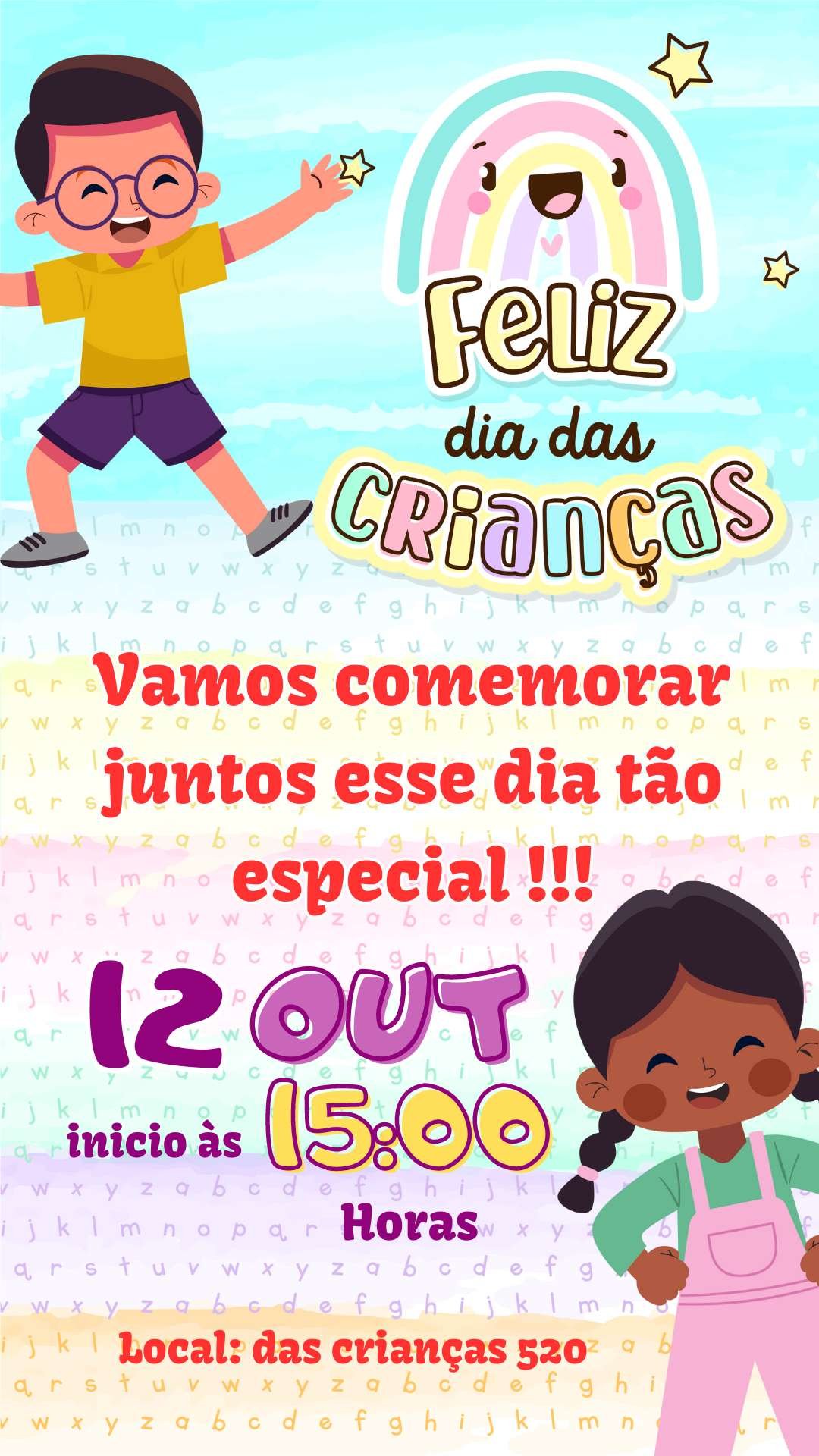 convite digital Dia das Crianças  grátis