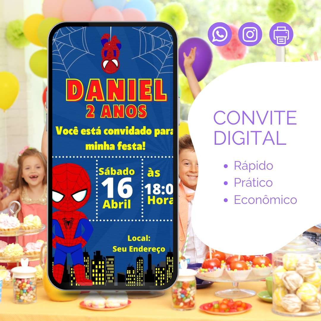 convite homem aranha para editar