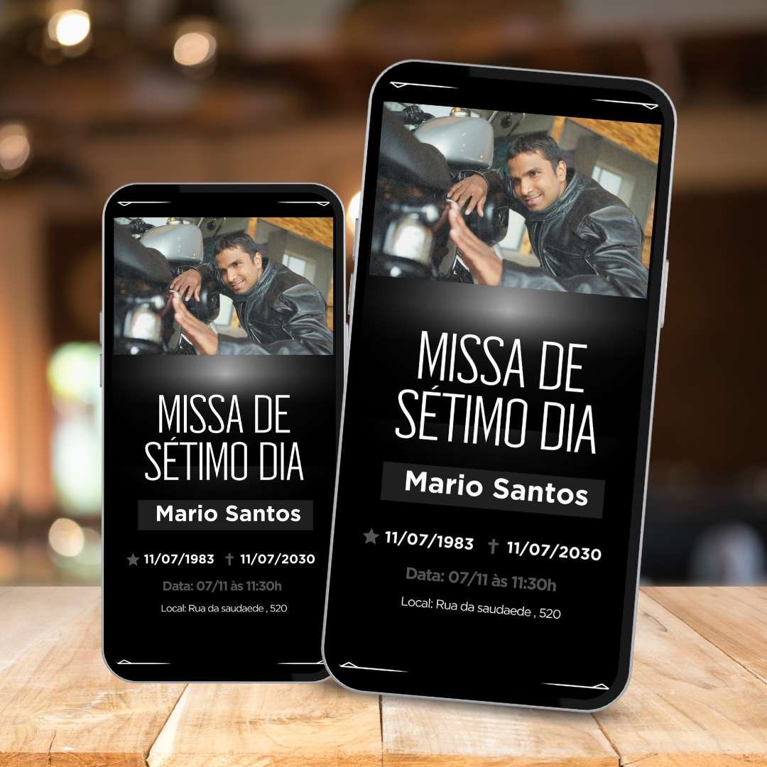 convite missa de sétimo dia para editar grátis