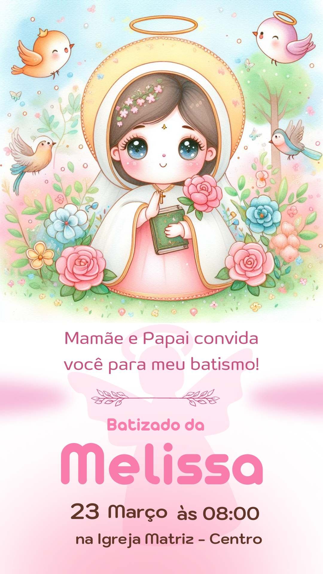 convite padrinhos de batizado