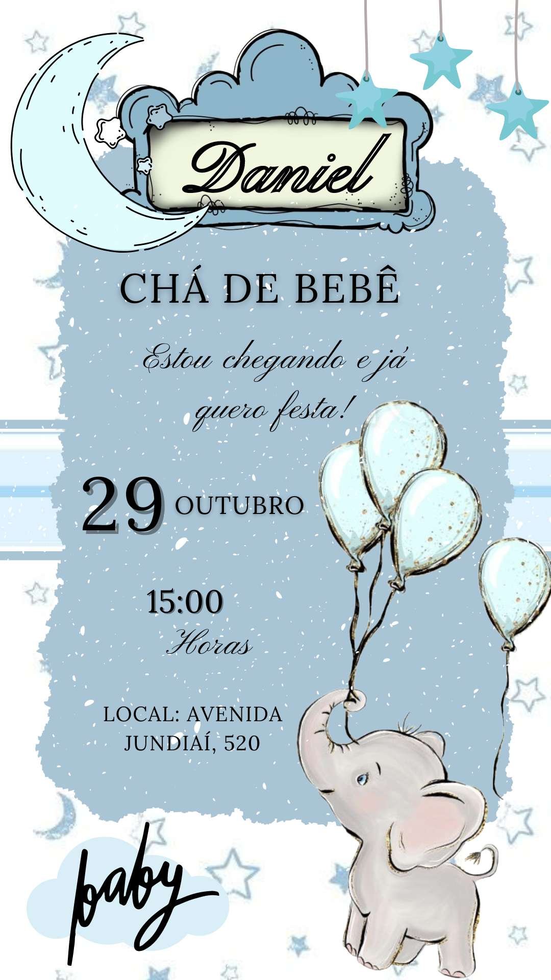 convite cha de bebe de menino