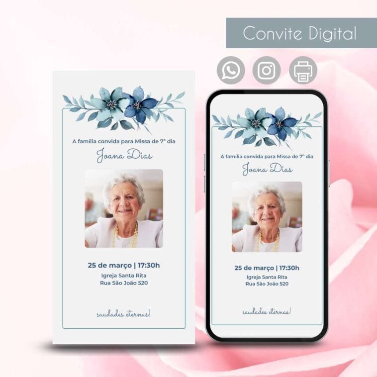 Convite de Missa de Sétimo Dia Editável Grátis 4 convite para missa de sétimo dia