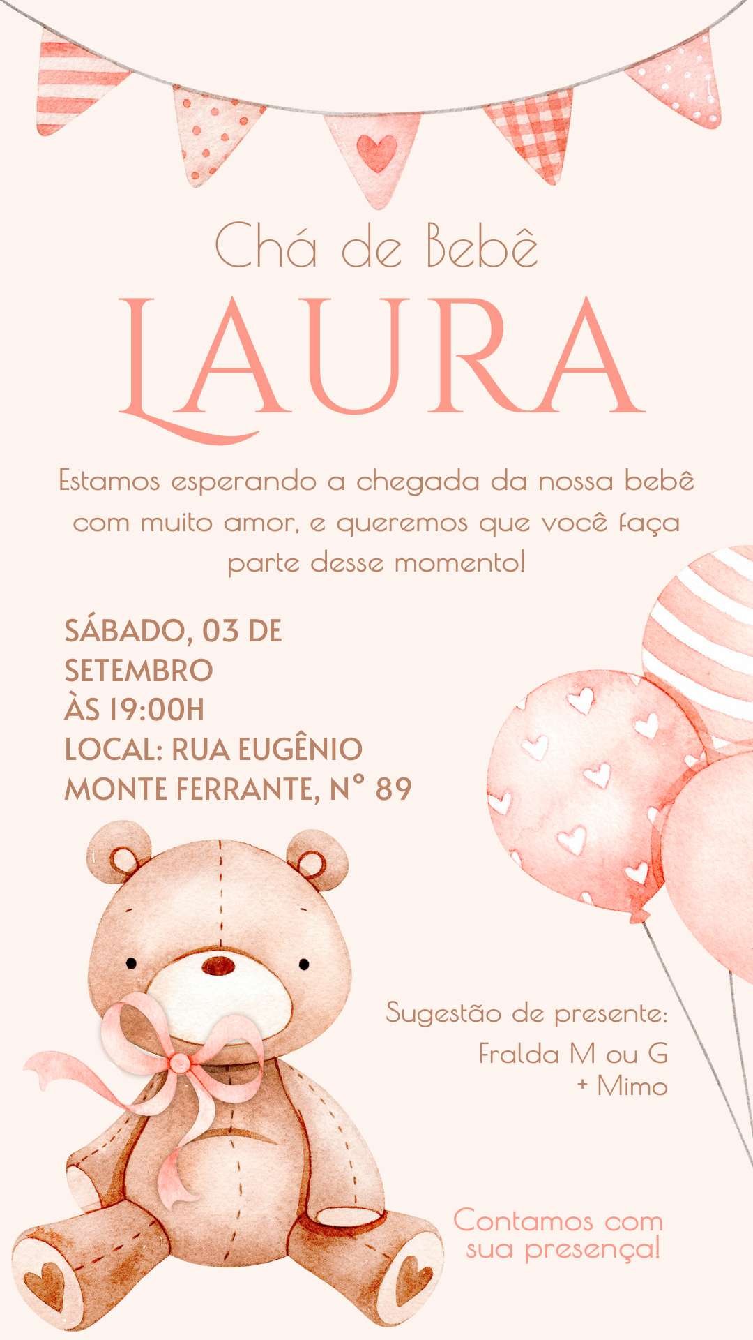 convite de chá de bebe de menina gratuito