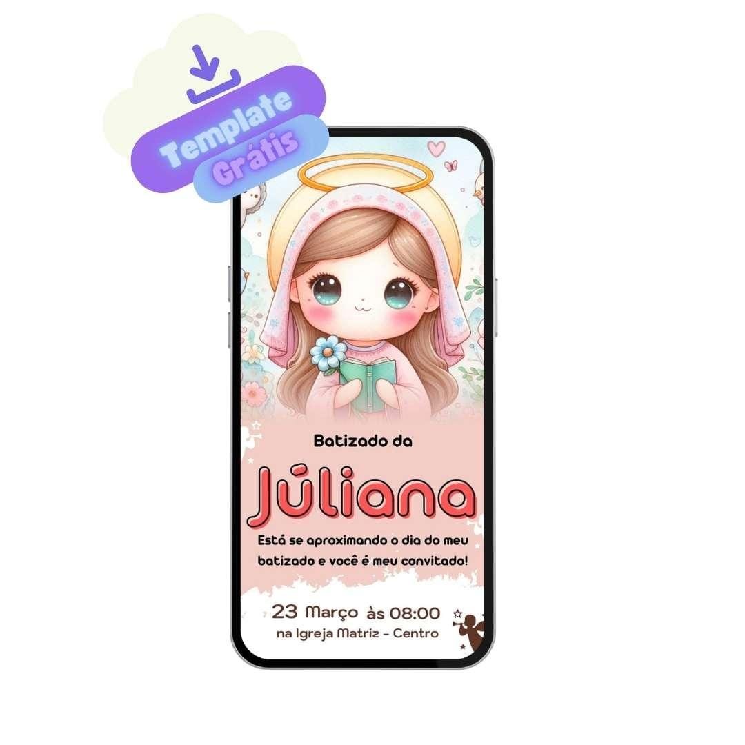 convite de batizado personalizado feminino
