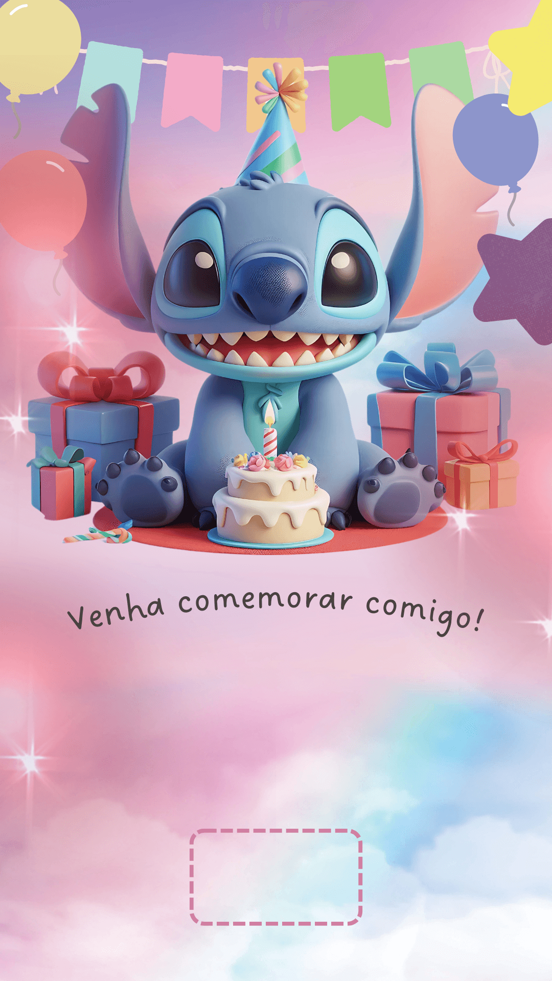 Convite do Stitch em branco gratis Modelo 5