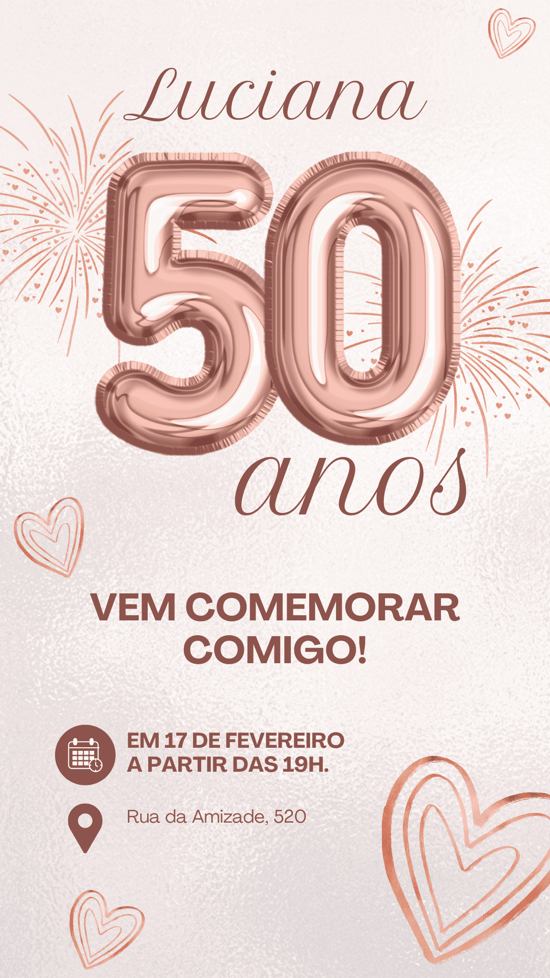 convite aniversário de 50 anos editável