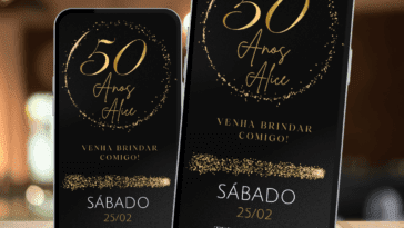 convite de aniversário de 50 anos editável