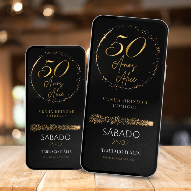 Convite de Aniversário de 50 Anos: Personalize Gratis 4 convite de aniversário de 50 anos editável