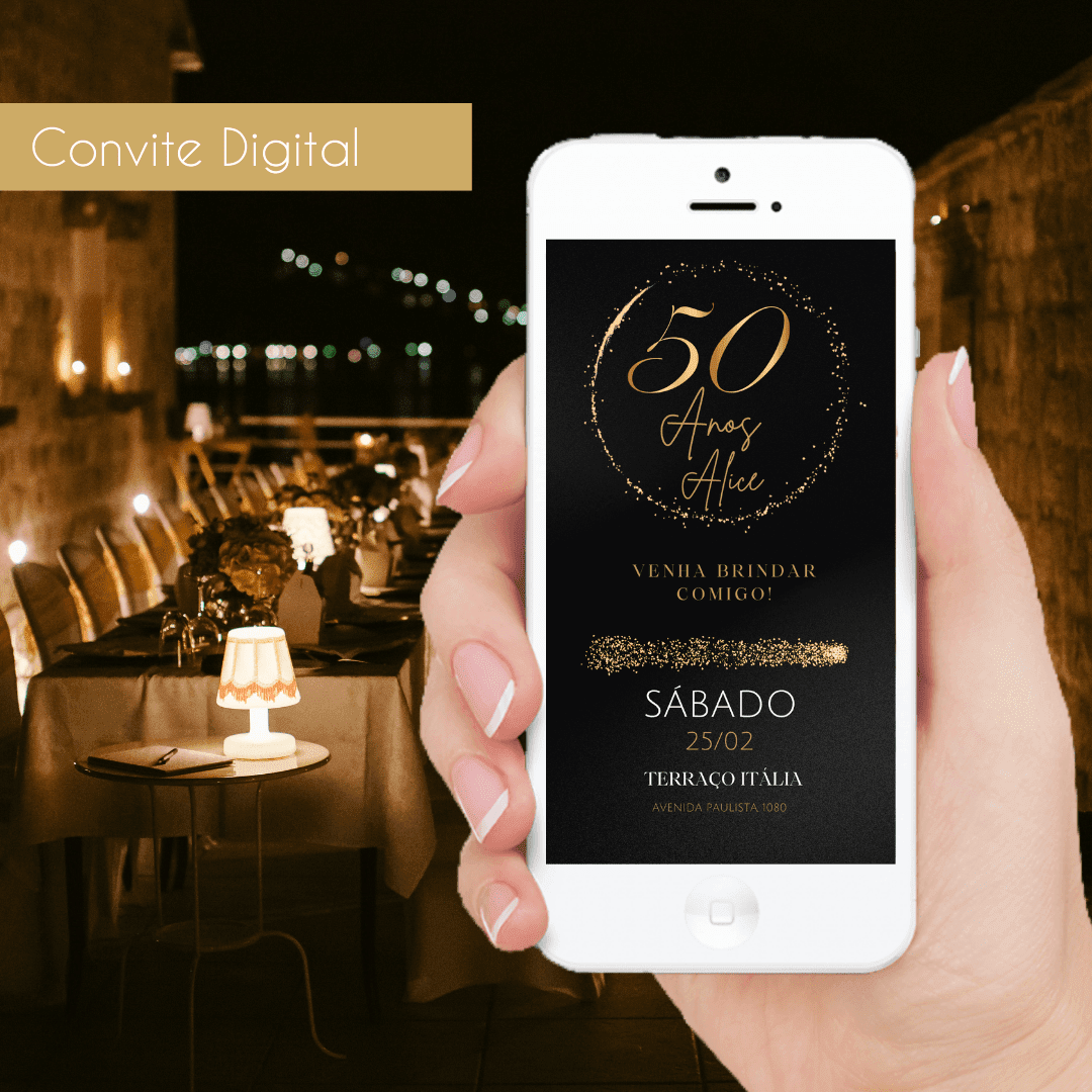 Convite de Aniversário de 50 Anos:
