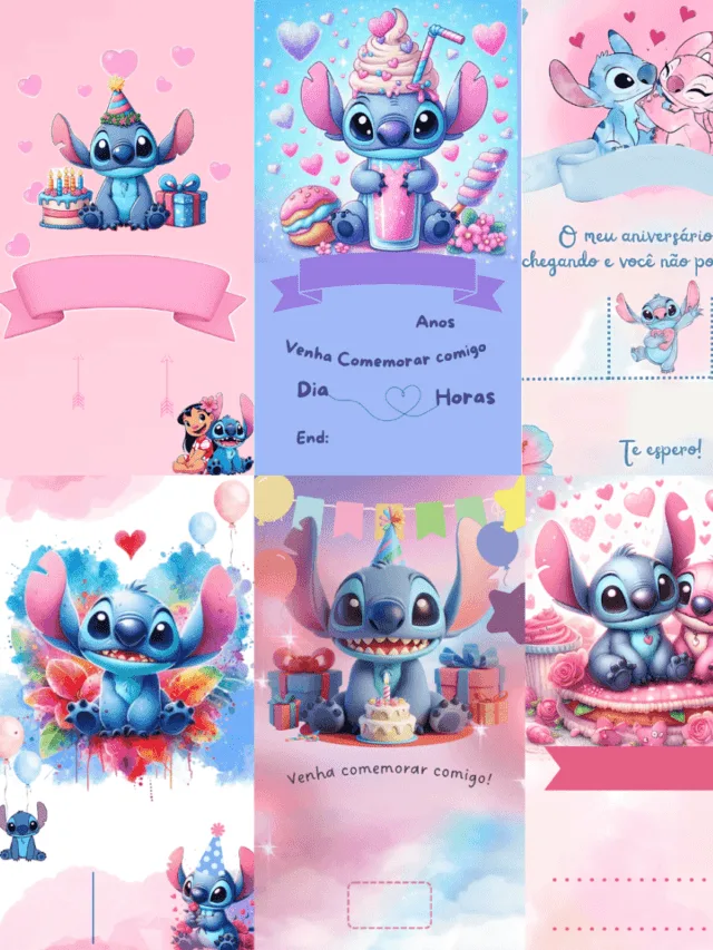12 Modelos de Convite do Stitch em Branco Gratis