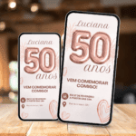 Convite Digital 50 Anos tema Rose Gold Gratis 38 modelo de convite 50 anos
