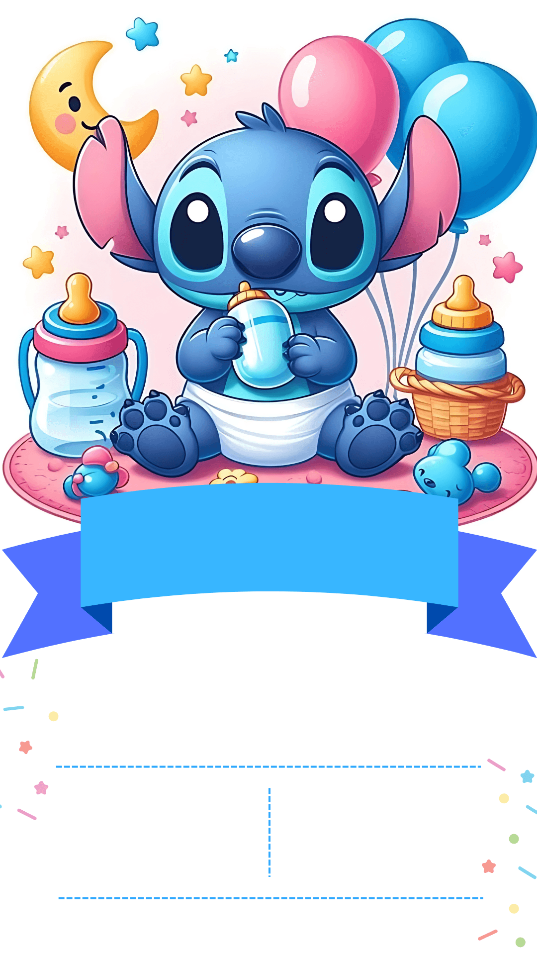 Convite do Stitch em branco gratis Modelo 6