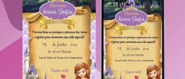 Convite da Princesa Sofia Animado Grátis no Canva