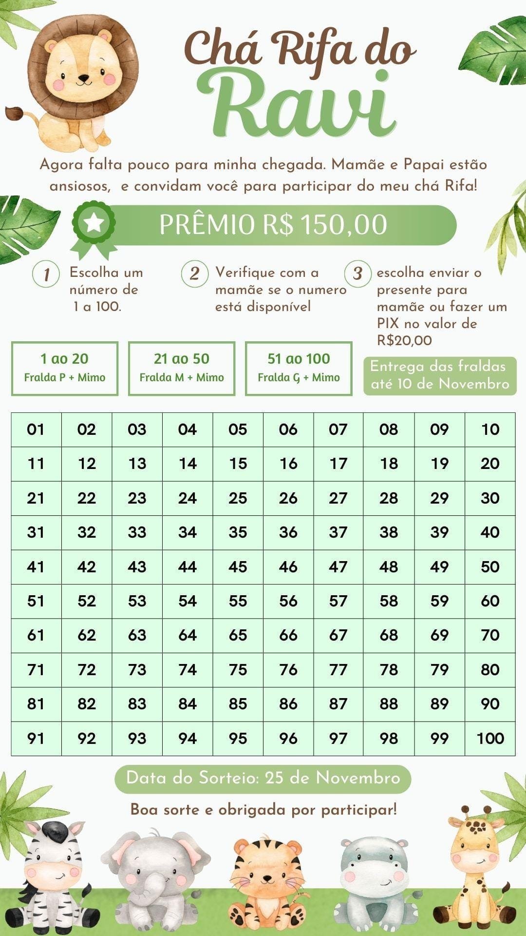 chá rifa de bebê
