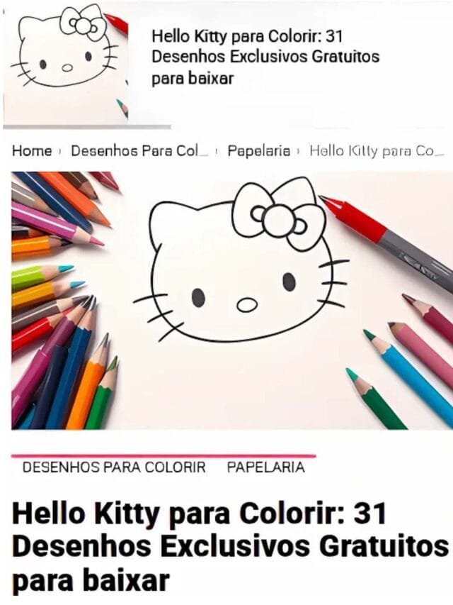 Desenhos da Hello Kitty para Colorir: Gratuito e Divertido