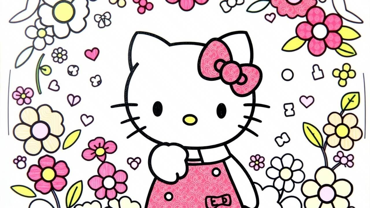 desenho hello kit para colorir