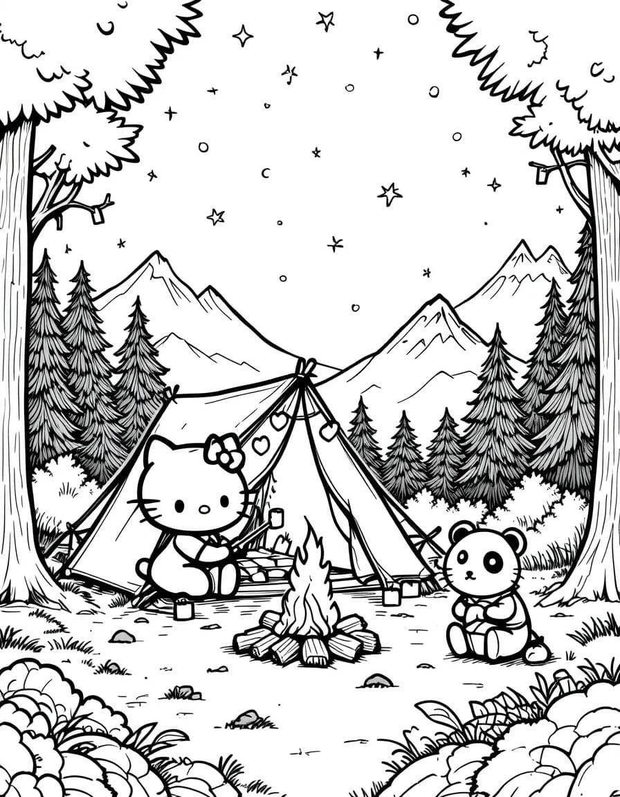 desenho hello kitty para colorir