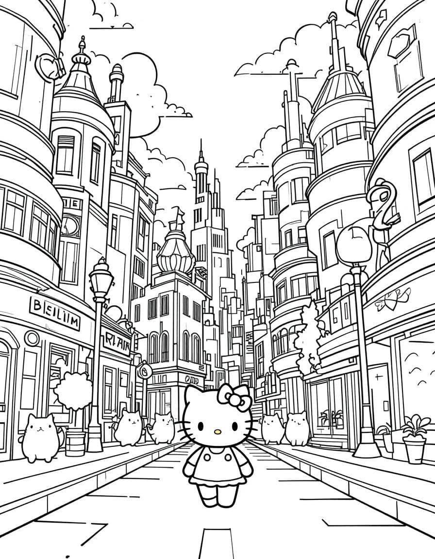 desenho para colorir da hello kitty
