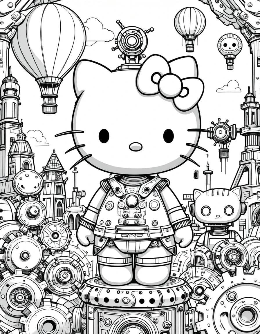 turma da hello kitty para colorir