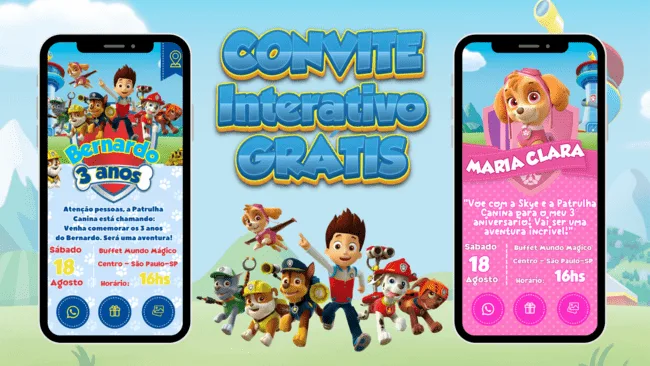 Convite Interativo Patrulha Canina Gratis Editar 02 Modelos 1 convite interativo patrulha canina gratis